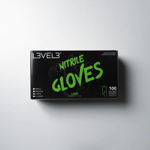 Level 3 - Nitrile Gloves (100ct) - (Lime, Orange, Pearl Lavender, Pink, Red, Silver, Black)